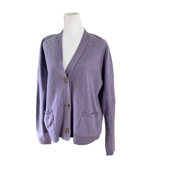 J. Jill Purple 3 Button Vneck Cardigan Size Medium - Picture 2 of 6
